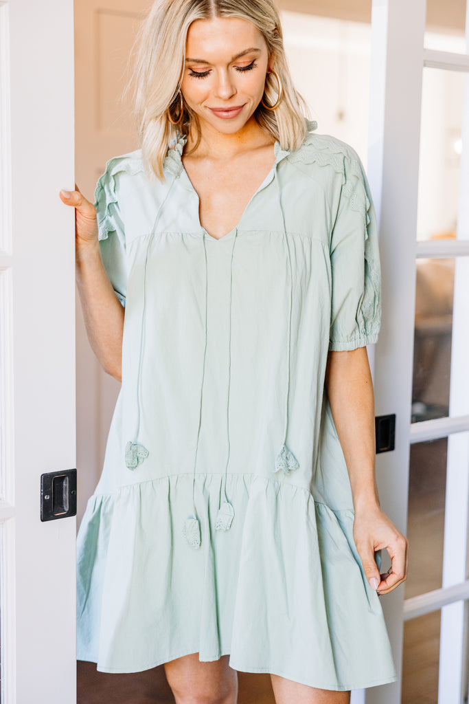 Beautiful Sage Green Babydoll Dress - Trendy Babydoll Dresses – Shop ...