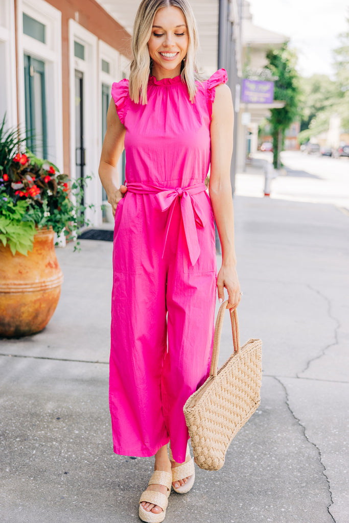 Bold Hot Pink Ruffled Jumpsuit - Vibrant Boutique Jumpsuits – Shop the Mint