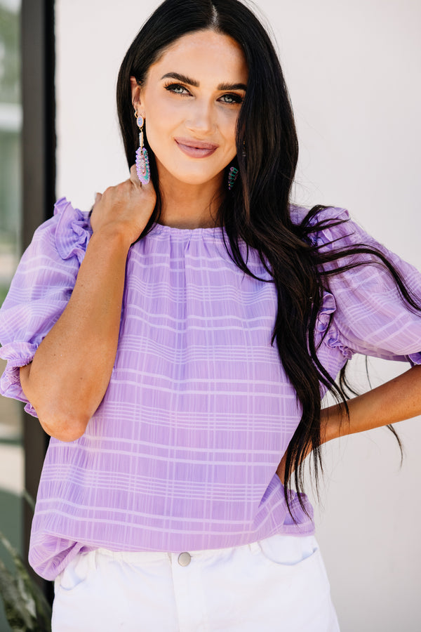 For This Reason Lavender Purple Ruffled Top