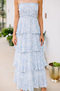 strapless ditsy floral maxi dress