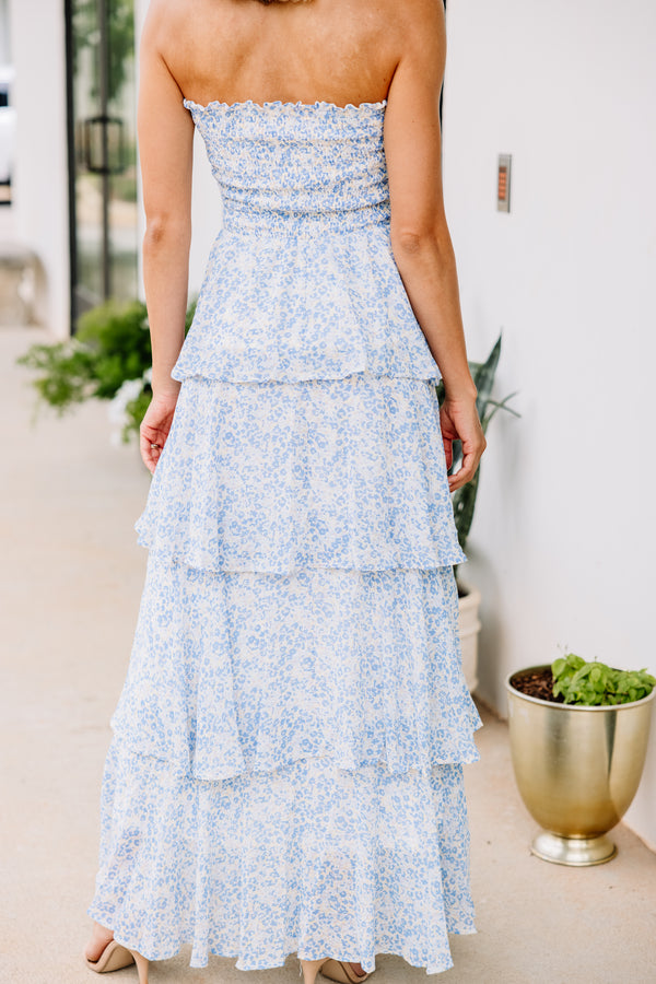 strapless ditsy floral maxi dress