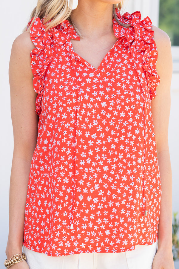 In This Light Red Ditsy Floral Tank