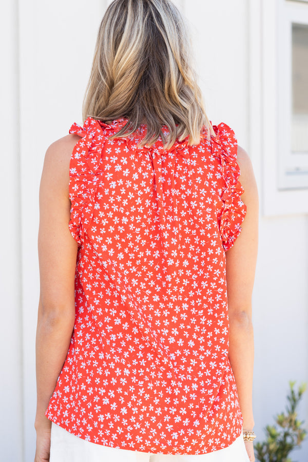 In This Light Red Ditsy Floral Tank