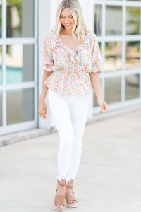 ditsy floral white blouse