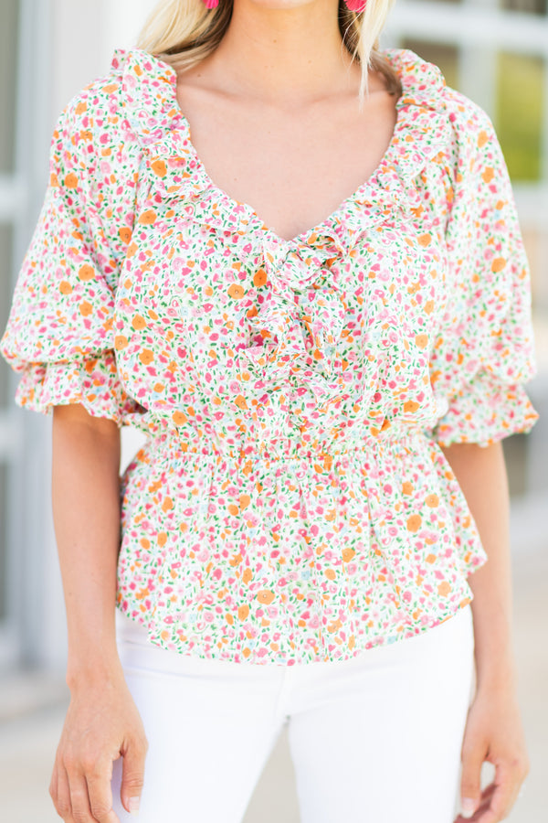 ditsy floral white blouse