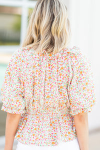 ditsy floral white blouse