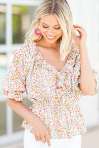 ditsy floral white blouse