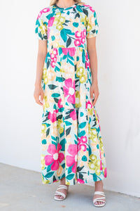 vibrant floral maxi dress