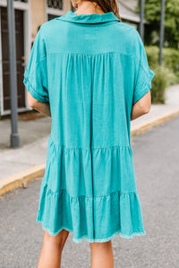 green linen dress 