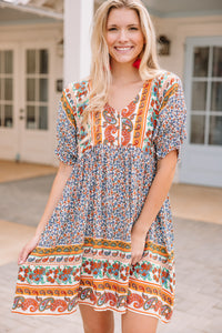 mixed print boho dress