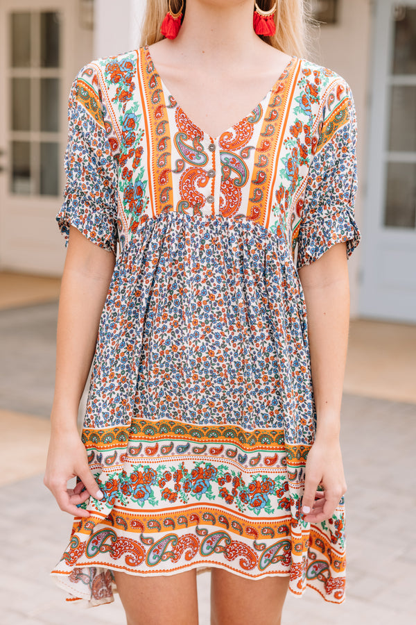 mixed print boho dress