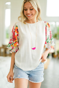ruffled floral sleeve top