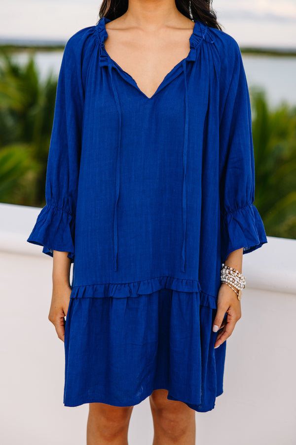Trendy Ocean Blue Linen Dress - Trendy Summer Dresses – Shop the Mint