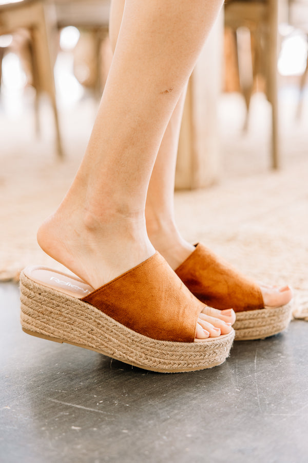 Going Well Tan Brown Espadrille Wedges