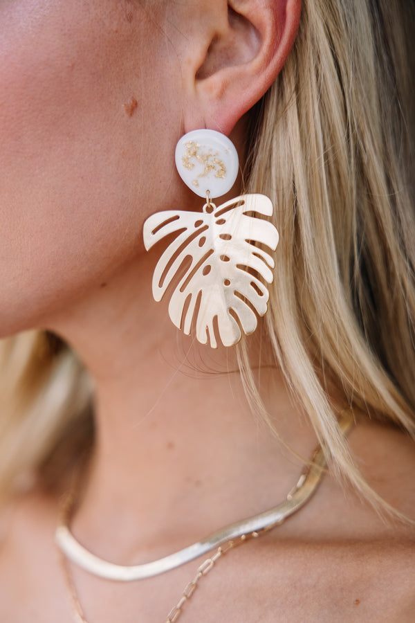 Gold palm store leaf earrings