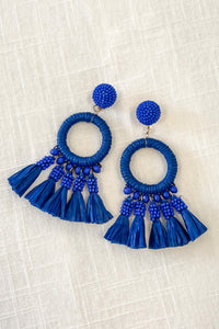 Bold Love Blue Tassel Earrings