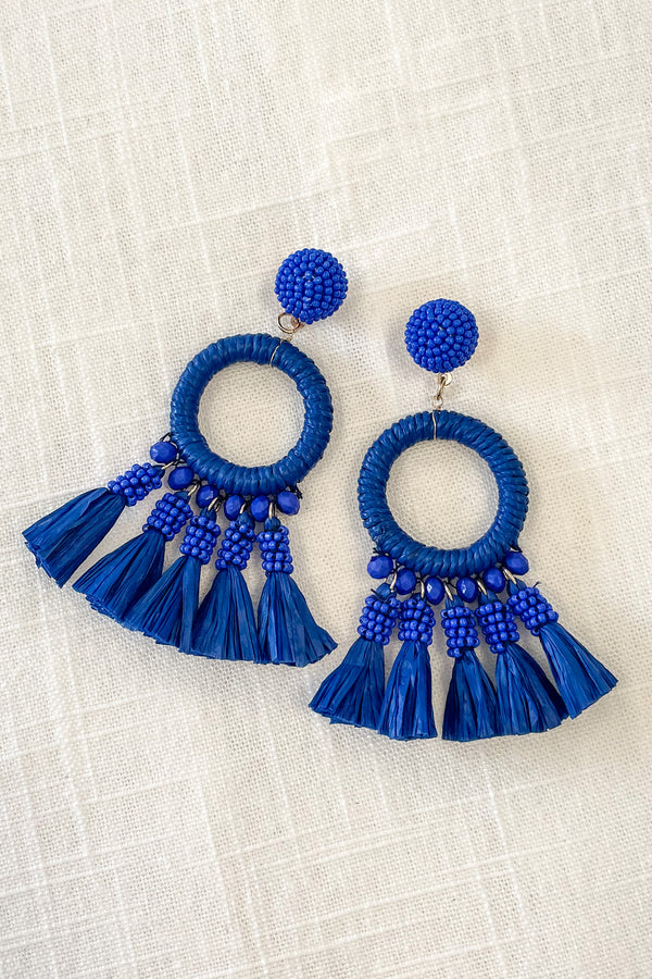 Bold Love Blue Tassel Earrings