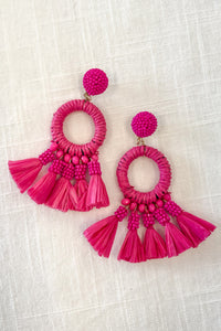 Bold Love Fuchsia Pink Tassel Earrings