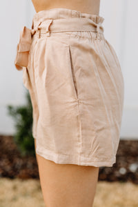 All For You Camel Brown Paperbag Shorts