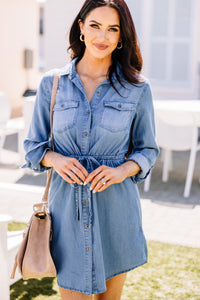 By This Time Blue Chambray Dress