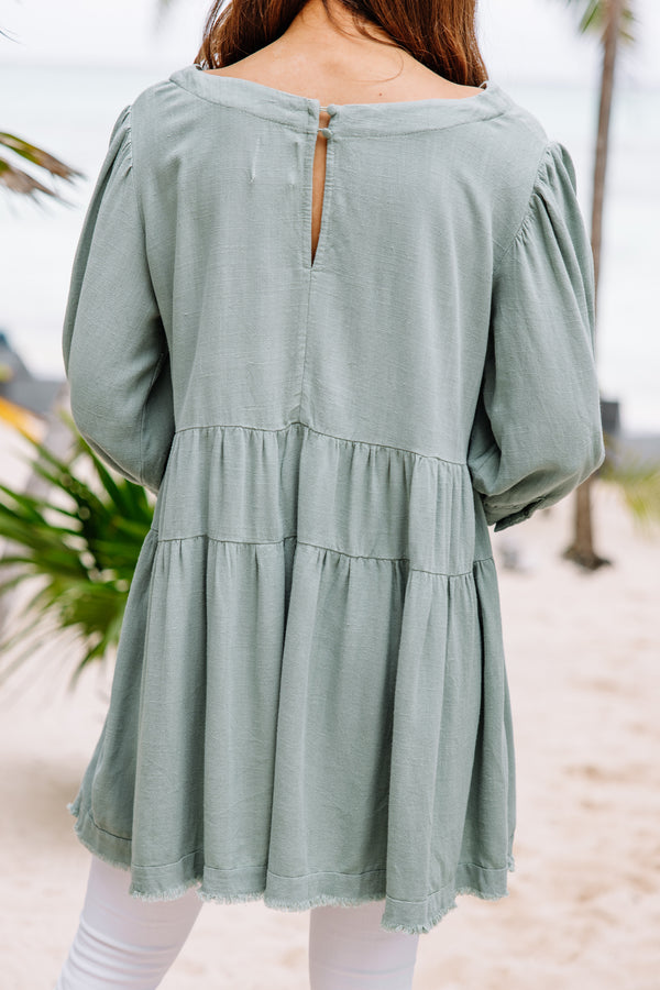 Make You Better Sage Green Tiered Tunic - Linen Tunics – Shop the Mint
