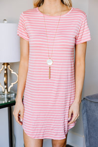 striped pink t-shirt dress