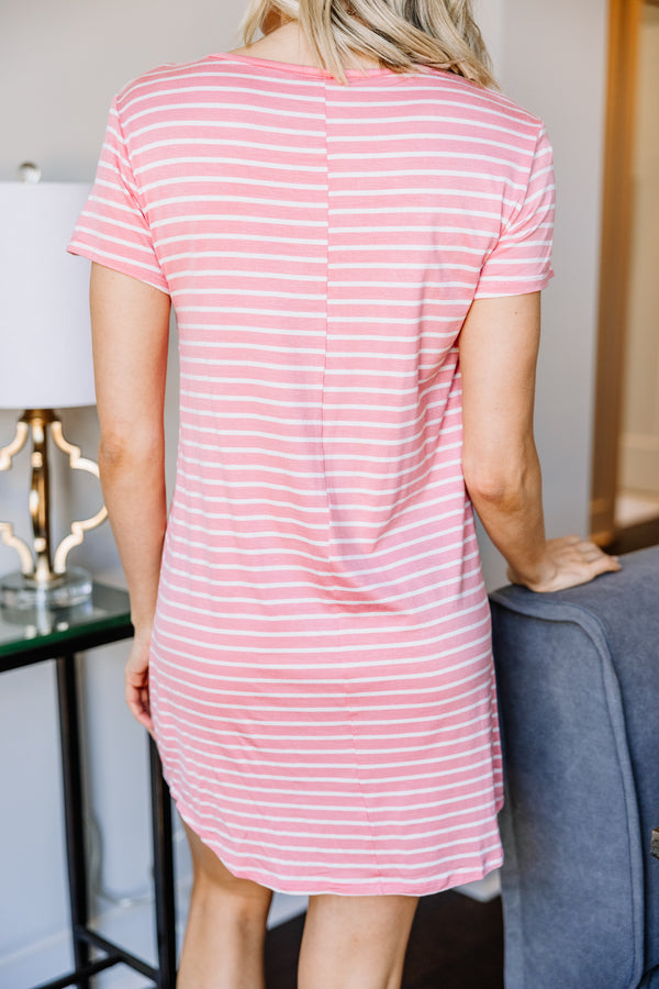 striped pink t-shirt dress
