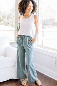 All Of Time Sage Green Linen Pants