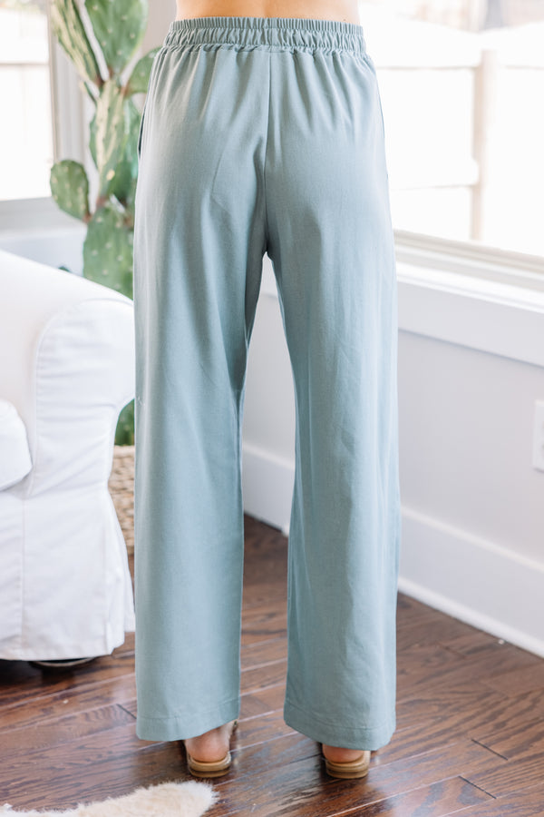 All Of Time Sage Green Linen Pants