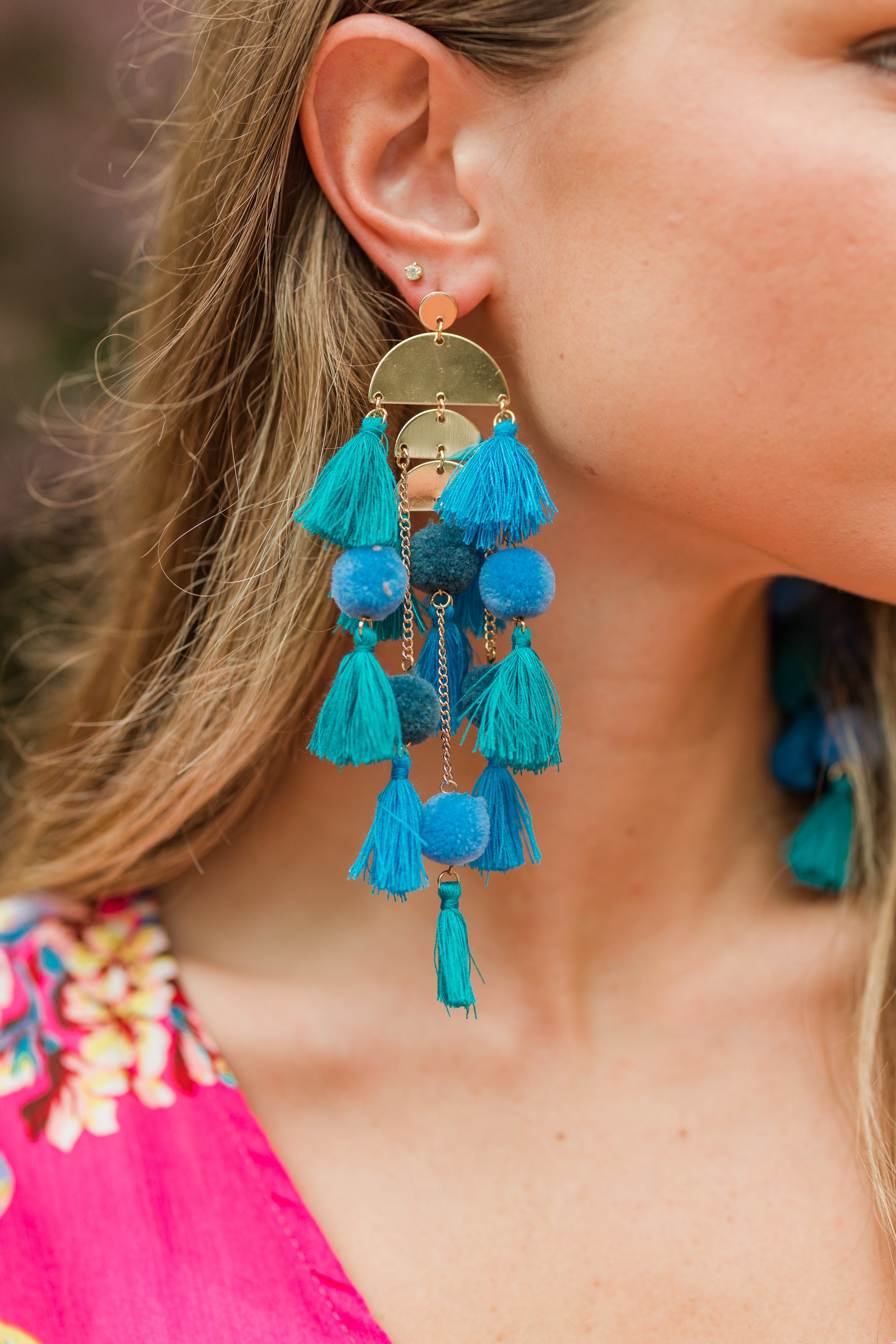 At Your Best Turquoise Blue Tassel Statement Earrings - At Your Best  Turquoise Blue Tassel Statement Earrings