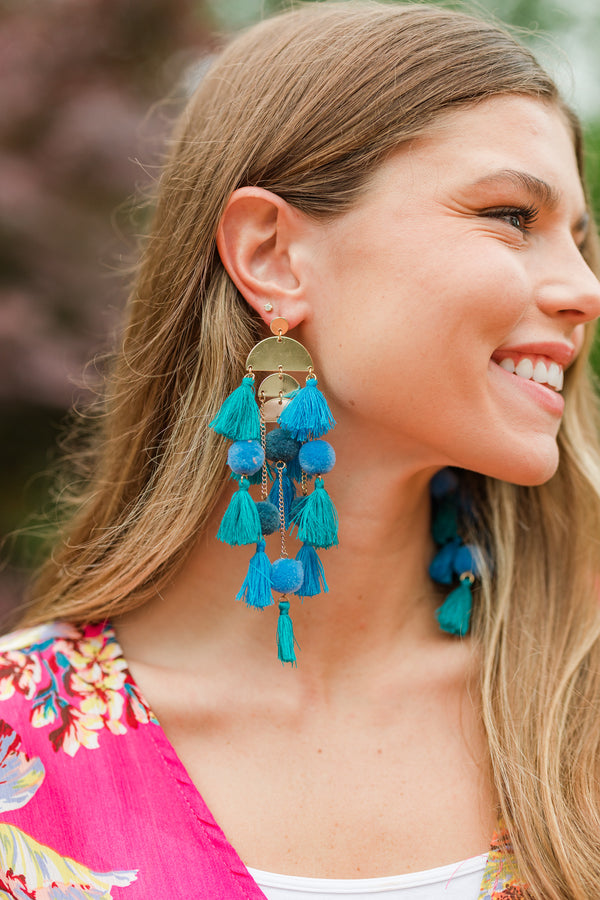 Bold Turquoise Blue Tassel Statement Earrings - Boutique Jewelry – Shop the  Mint