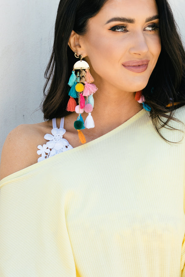 At Your Best Multi-colored Tassel Statement Earrings