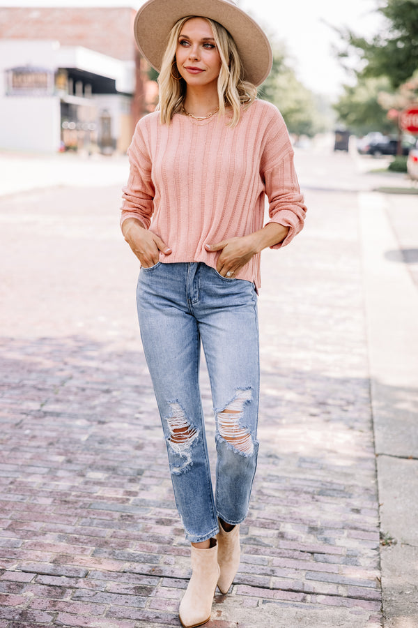 Create Your Look Blush Pink Ribbed Sweater