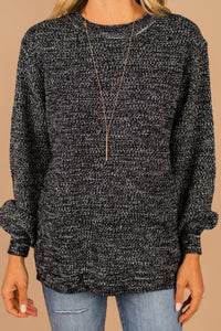 heathered bubble sleeve sweater