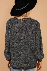 heathered bubble sleeve sweater