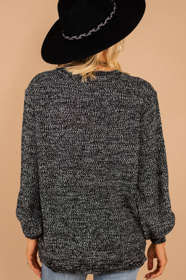 heathered bubble sleeve sweater