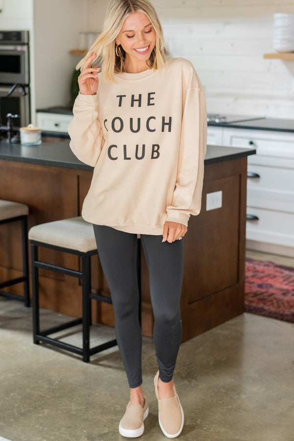 The Couch Club Natural White Graphic Corded Sweatshirt