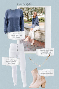 The Slouchy Denim Blue Cable Knit Top