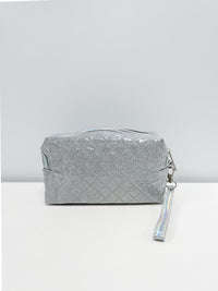 Get With It Silver Glittery Make-up Case