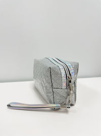 Get With It Silver Glittery Make-up Case