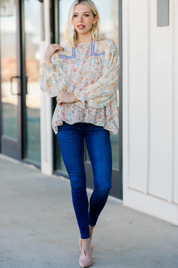 floral print long sleeve blouse