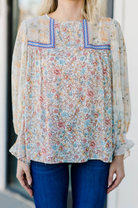 floral print long sleeve blouse