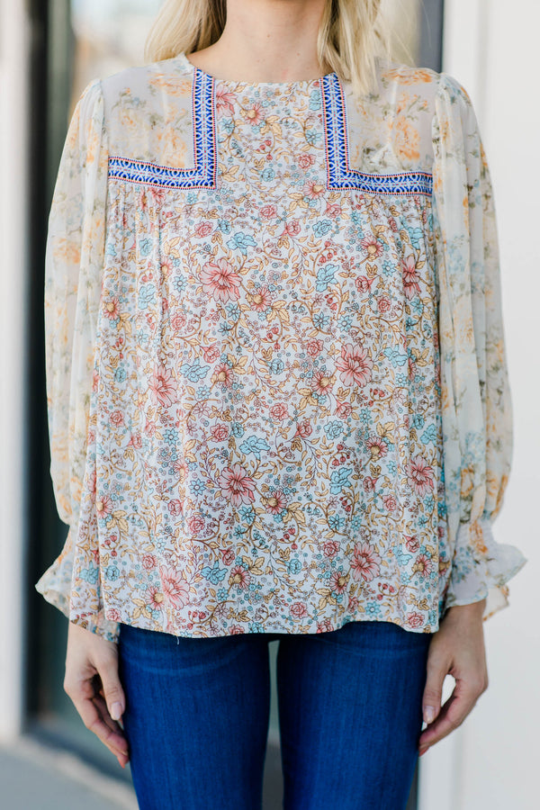 Alyssa Floral Blouse (Cream) main image 0
