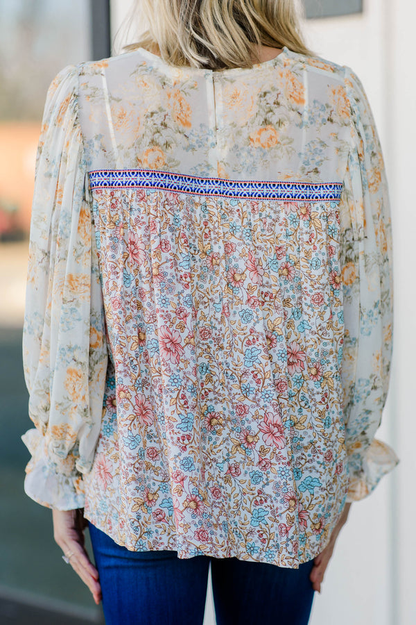 floral print long sleeve blouse