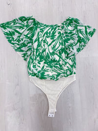 green tropical bodysuit