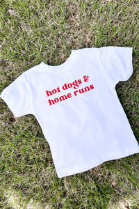 Hot Dogs & Home Runs White Toddler Graphic Tee