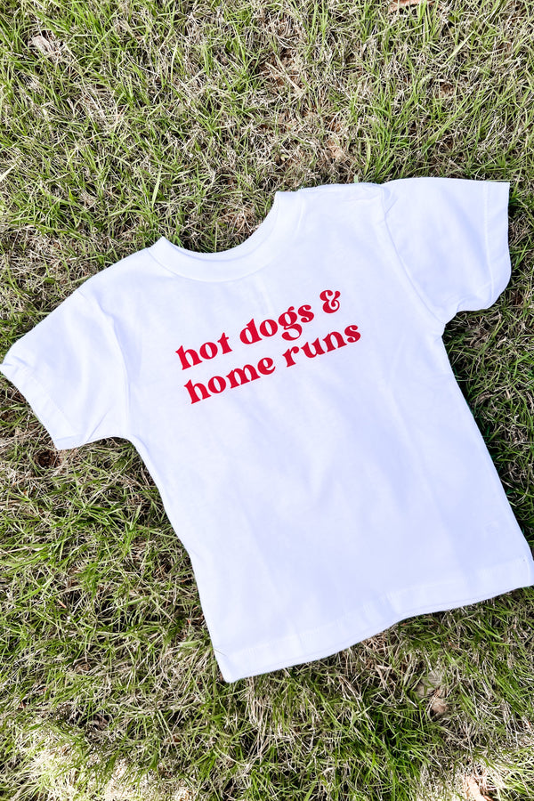 Hot Dogs & Home Runs White Toddler Graphic Tee