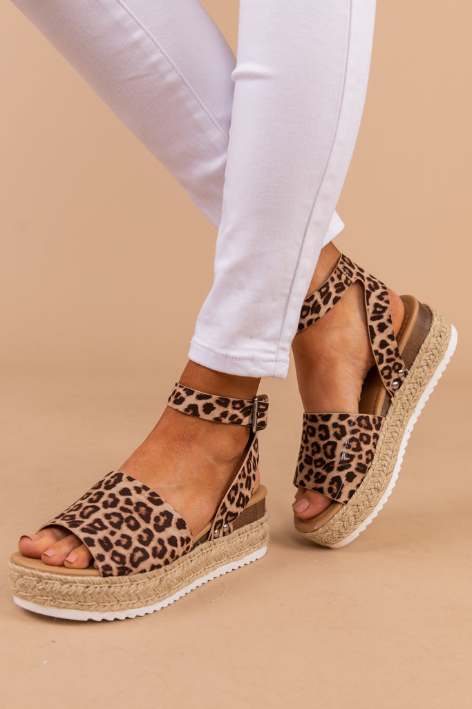 Platform Brown Leopard Espadrille Sandals - Cute Boutique Shoes – Shop ...