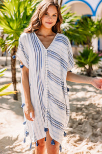 striped blue coverup