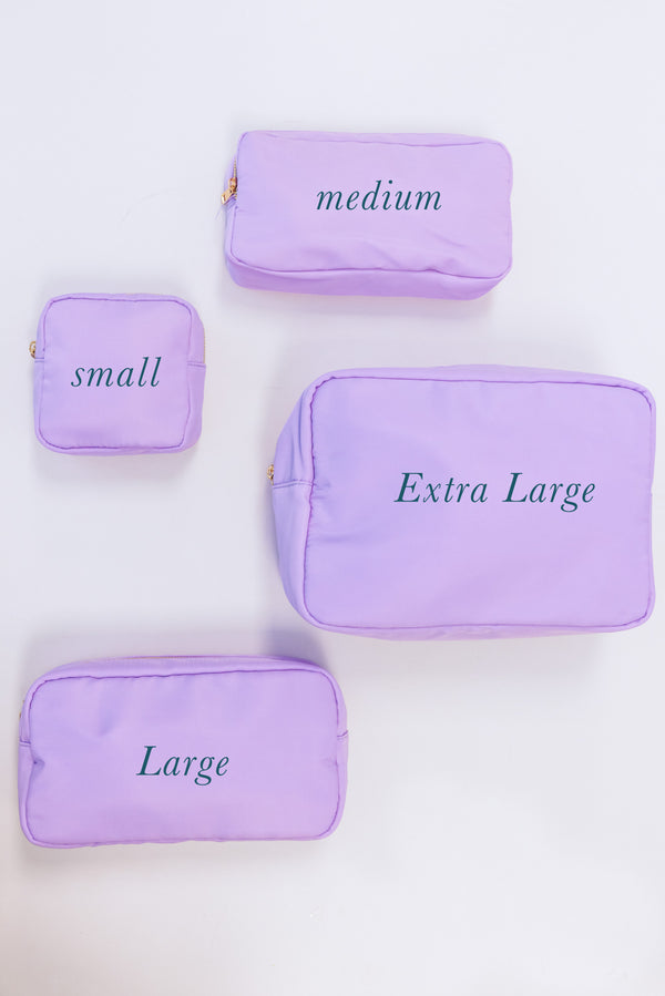 Let's Get Going Lilac Varsity Cosmetic Bag, Small